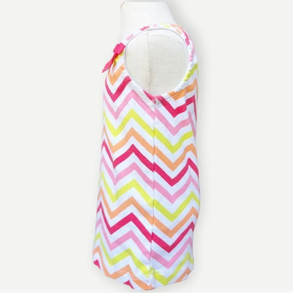 Gymboree Girl’s Kid’s Sleeveless Bow Shoulder Zig Zag Stripes Tank Top. Tee. 6.
